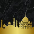 Abstract gold and marble arab city seamless pattern with mosques Royalty Free Stock Photo