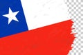 Horizontal Abstract Grunge Brushed Flag of Chile on Transparent Grid