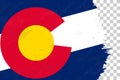 Horizontal Abstract Grunge Brushed Flag of Colorado on Transparent Grid