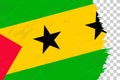 Horizontal Abstract Grunge Brushed Flag of Sao Tome and Principe on Transparent Grid