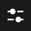 Horizontal adjust dark mode glyph ui icon Royalty Free Stock Photo