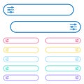 Horizontal adjustment icons in rounded color menu buttons