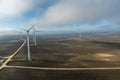 horizontal aerial view of a wind farm in Andalusia