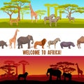 Horizontal African animals banners set Royalty Free Stock Photo