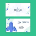 Horizontal Airplane business card, print template, corporate brand concept, flight concept