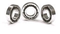 Horizontal arrangement of three ball bearings Royalty Free Stock Photo