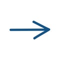 The horizontal arrow points to the left or right, classic blue color. Sign, symbol and icon for business or website button