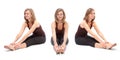 Horizontal assembly of the three angles of a girl Royalty Free Stock Photo