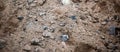 Horizontal background of industrial sand with stones