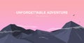 Horizontal background with mountains. Mountaineering colorful illustration, concept with place for text. Banner in