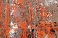 Horizontal background of old rusty burnt iron with a rough surface