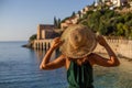 Travelling to Alanya. Backview portait of a young fit female in