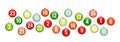Banner Advent Calendar Hanging Glossy Christmas Baubles Red And Green