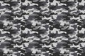 Horizontal banner camouflage seamless pattern background. Classic clothing style masking camo repeat print. Black grey