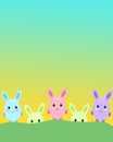 Horizontal banner. Easter eggs cartoons illustrarion. Kawaii.