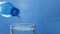 Horizontal banner with Fresh and cool water flowing from the bottle neck Royalty Free Stock Photo