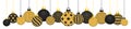 Banner Hanging Christmas Balls Pattern Black And Glitter Gold Royalty Free Stock Photo