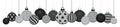 Banner Hanging Christmas Balls Pattern Black And Glitter Silver Royalty Free Stock Photo