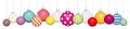 Banner Hanging Colorful Christmas Balls Pattern White Silver Royalty Free Stock Photo