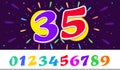 Horizontal banner Happy birthday Bright template with the number 35 in the circle of fireworks. Royalty Free Stock Photo