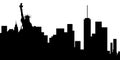 Horizontal banner of New York skyline. Black silhouette skyline of New York, USA. Vector template for your design. Royalty Free Stock Photo