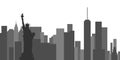 Horizontal banner of New York skyline. Black silhouette skyline of New York, USA. Vector template for your design. Royalty Free Stock Photo