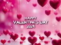 Horizontal banner with pink heart.Happy Valentine& x27;s day with hearts. Rose cloudscape border frame pink colors