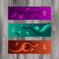 Horizontal banner set with abstract dynamic background design. Fluid colors on colorful gradient background. Eps10 Royalty Free Stock Photo