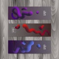 Horizontal banner set with abstract dynamic background design. Fluid colors on colorful gradient background. Eps10 Royalty Free Stock Photo