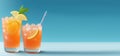 banner, summer fruit cocktail, alcoholic drink with ice, non-alcoholic citrus lemonade, place for text Royalty Free Stock Photo