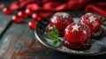 sweets decorated in honor of the National Day of Turkey, Turkish flag, homemade cookies with jelly, jam, treats