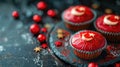 sweets decorated in honor of Turkey\'s National Day, Turkish flag, homemade cupcakes, treats for children