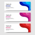 Horizontal banners with 3D abstract paper cut style. Vector design layout for web, banner, header, headline, blog, web profile Royalty Free Stock Photo