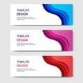 Horizontal banners with 3D abstract paper cut style. Vector design layout for web, banner, header, headline, blog, web profile Royalty Free Stock Photo