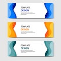 Horizontal banners with 3D abstract paper cut style. Vector design layout for web, banner, header, headline, blog, web profile Royalty Free Stock Photo