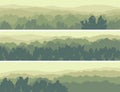 Horizontal banners of hills deciduous wood. Royalty Free Stock Photo