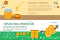 Horizontal banners honey natural production