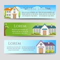 Horizontal banners with houses Royalty Free Stock Photo