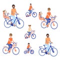 Horizontal banners set family on bicycles Royalty Free Stock Photo