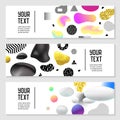 Horizontal Banners Set with Gold Glitter Fluid Shapes. Poster Invitation Voucher Brochure Templates Molecular Elements Royalty Free Stock Photo