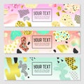 Horizontal Banners Set with Gold Glitter Geometric Elements. Poster Invitation Voucher Brochure Templates. Abstract Card Royalty Free Stock Photo