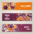 Horizontal Banners Set with Halloween Symbols Royalty Free Stock Photo