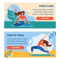 Horizontal Banners Set with Outdoor Yoga Class Royalty Free Stock Photo