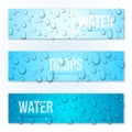 Horizontal Banners Set with Water Drops Royalty Free Stock Photo