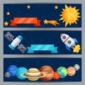 Horizontal banners with solar system and planets Royalty Free Stock Photo