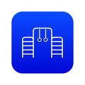 Horizontal bar with climbing rings and ladder icon digital blue