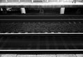 Horizontal black and white railway background Royalty Free Stock Photo