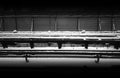 Horizontal black and white railway under construction background Royalty Free Stock Photo