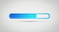 A horizontal blue loading bar set against a light gray background. The bar is