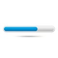 Horizontal blue and white progress bar on a white background. The bar is partially filled, Royalty Free Stock Photo